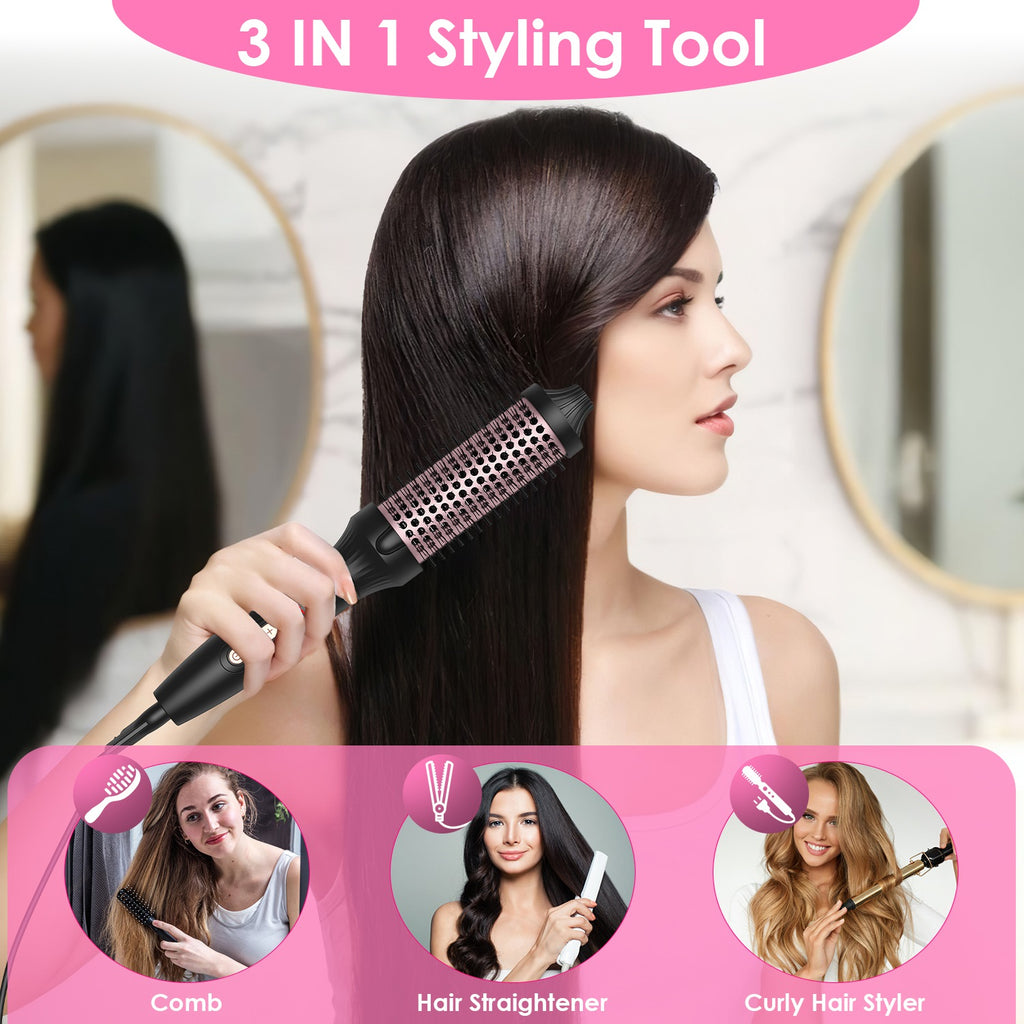 LUMERA 3-in-1 Thermal Styling Brush – Curl, Straighten & Volumize with 10 Heat Levels