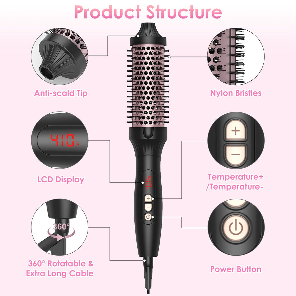 LUMERA 3-in-1 Thermal Styling Brush – Curl, Straighten & Volumize with 10 Heat Levels