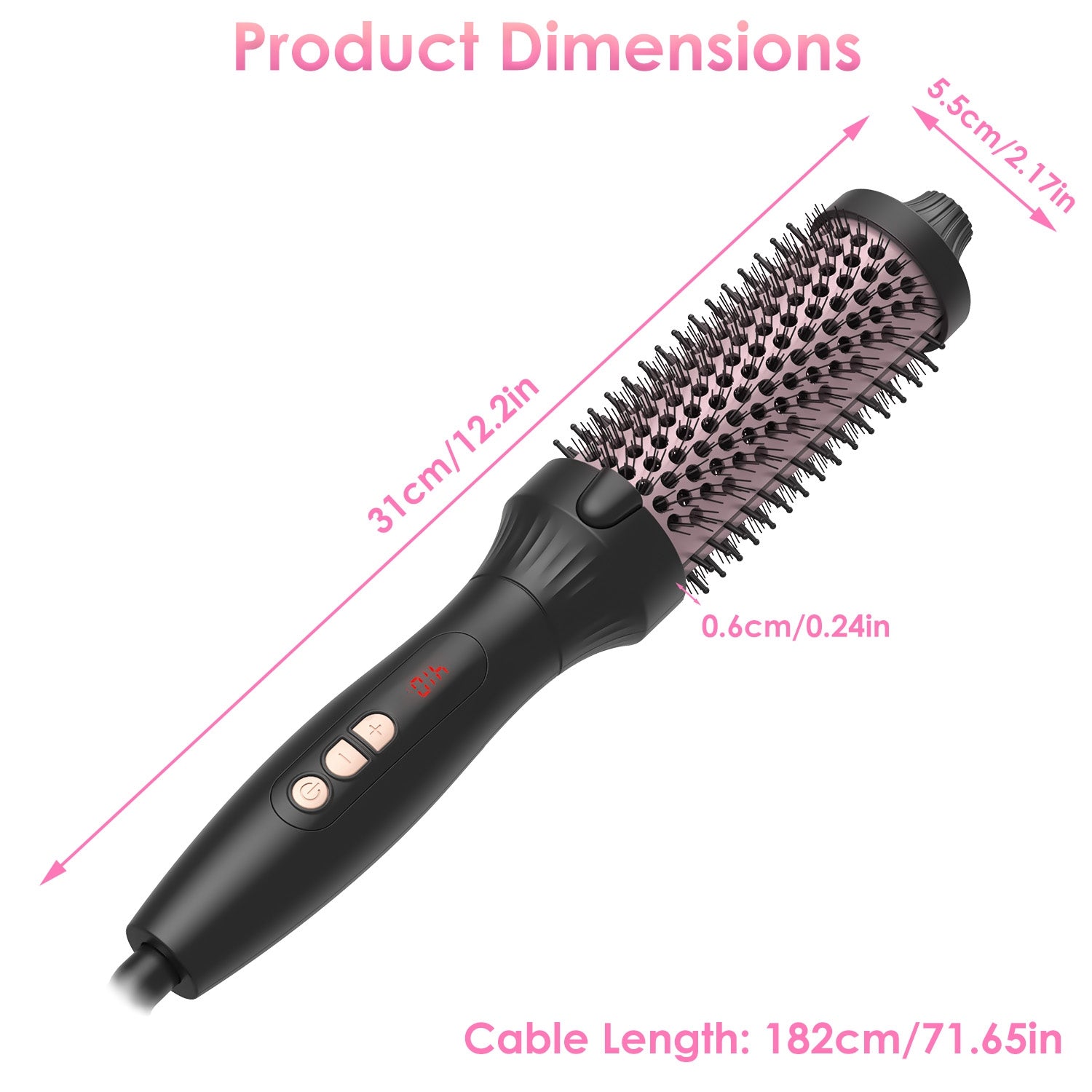 LUMERA 3-in-1 Thermal Styling Brush – Curl, Straighten & Volumize with 10 Heat Levels
